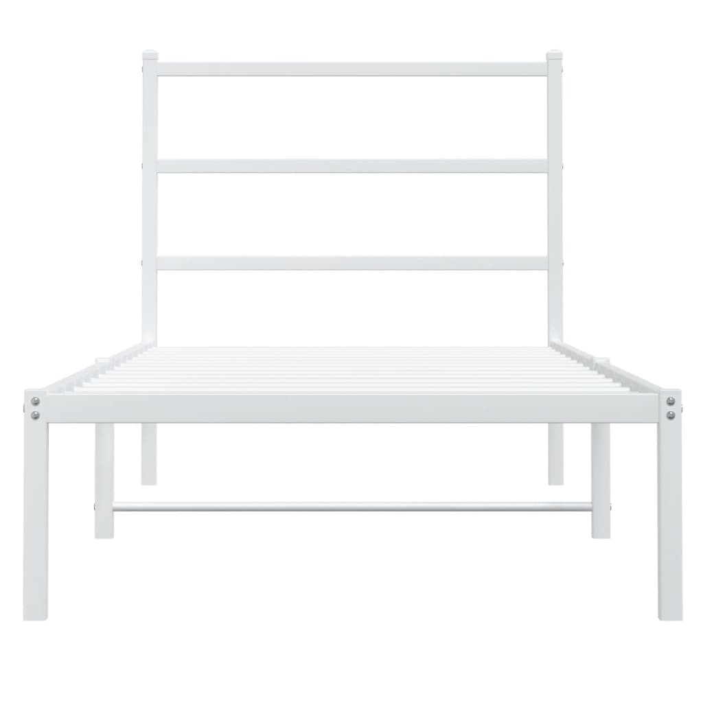 Estrutura de cama com cabeceira 90x190 cm metal branco - Image 4
