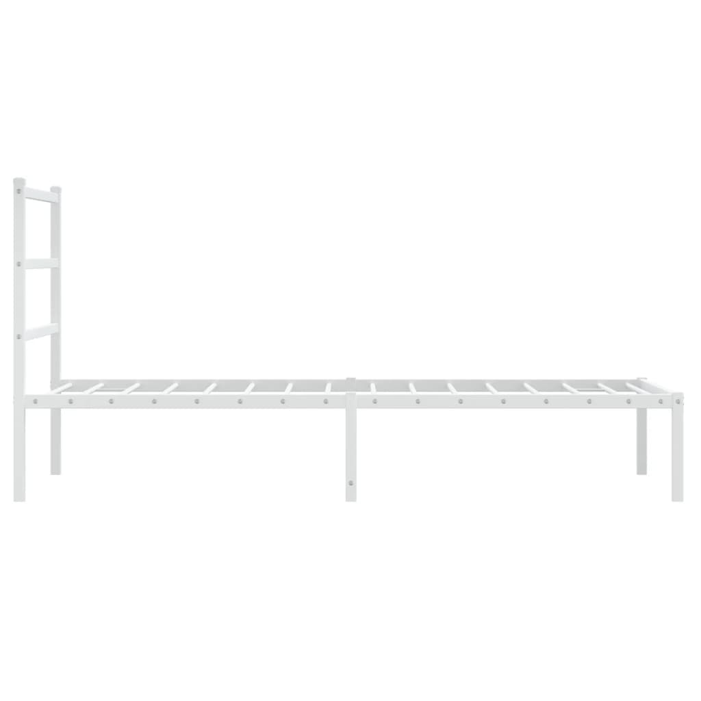 Estrutura de cama com cabeceira 90x190 cm metal branco - Image 5