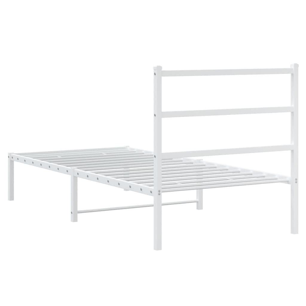 Estrutura de cama com cabeceira 90x190 cm metal branco - Image 6