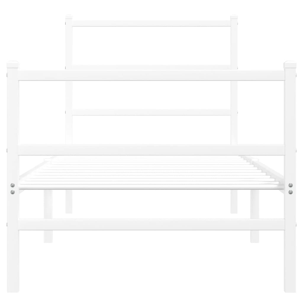 Estrutura de cama com cabeceira e pés 75x190 cm metal branco - Image 4