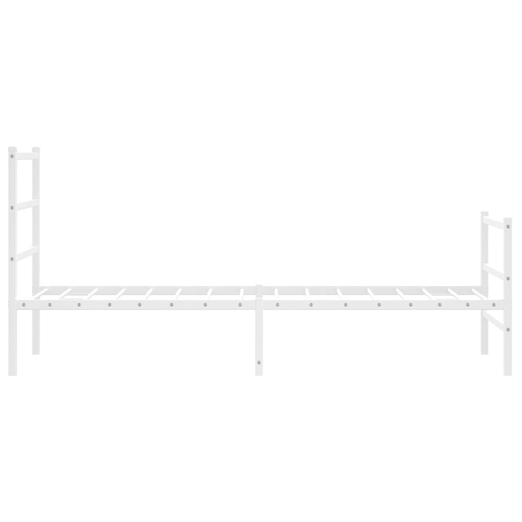 Estrutura de cama com cabeceira e pés 75x190 cm metal branco - Image 5