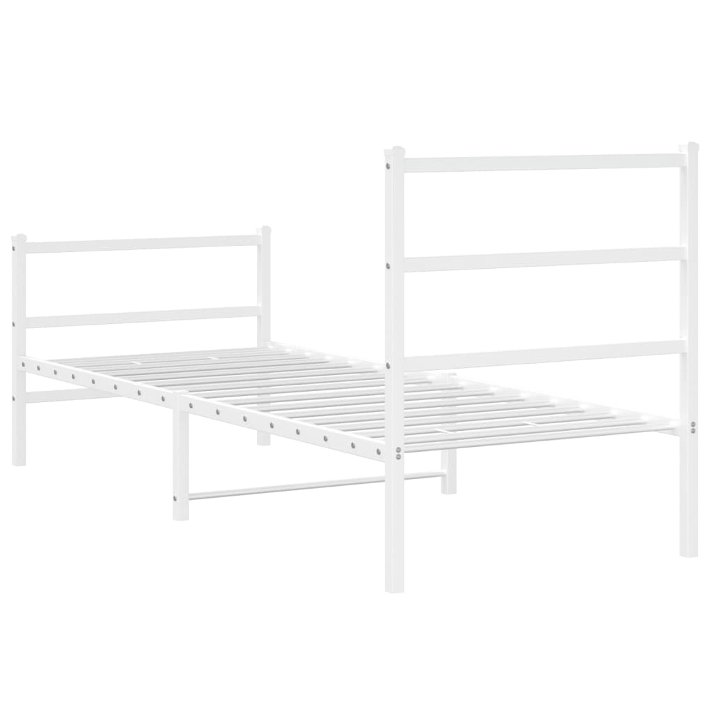 Estrutura de cama com cabeceira e pés 75x190 cm metal branco - Image 6