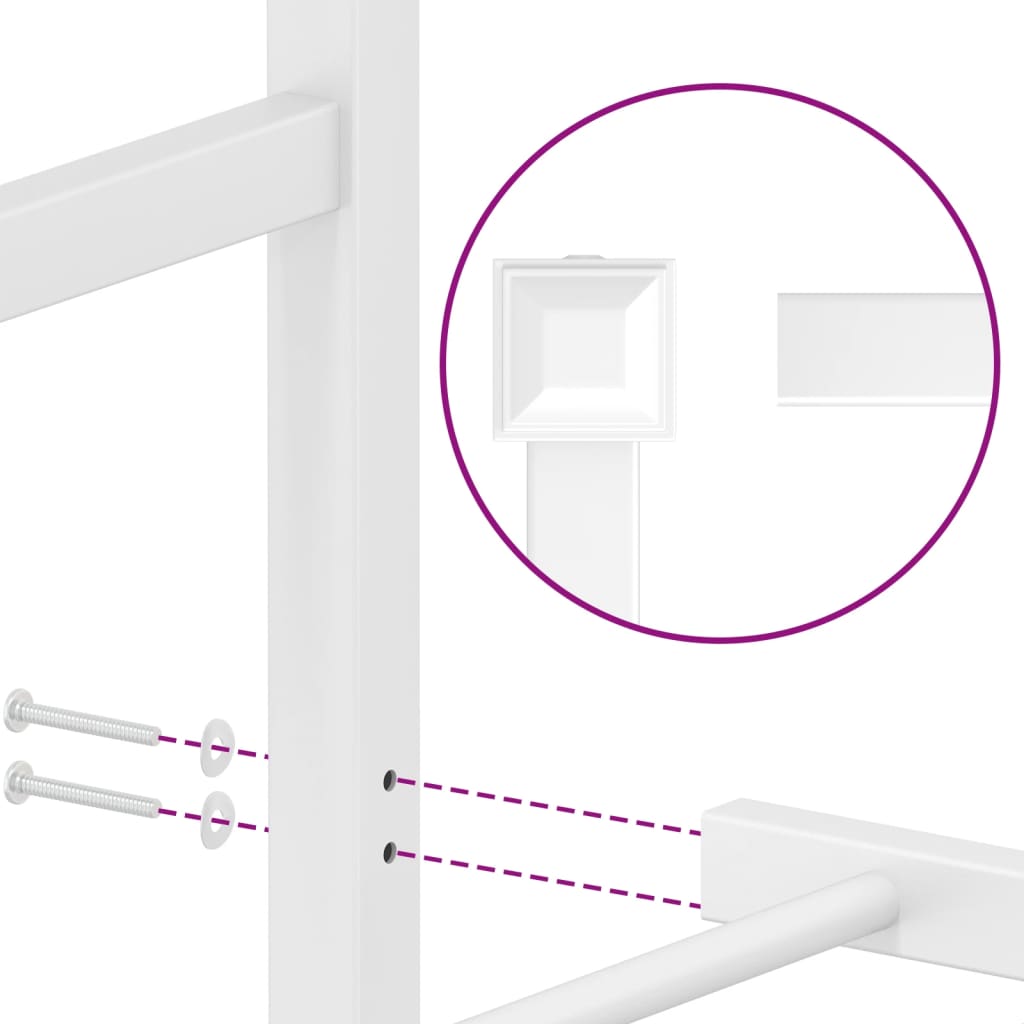 Estrutura de cama com cabeceira e pés 75x190 cm metal branco - Image 8