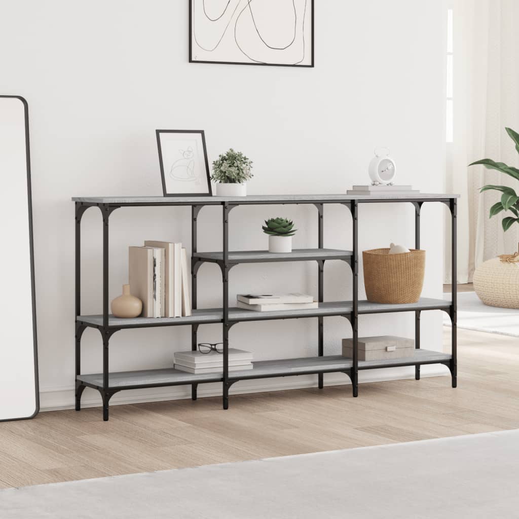 Mesa consola 160x29x80 cm derivados de madeira cinzento sonoma - Image 2