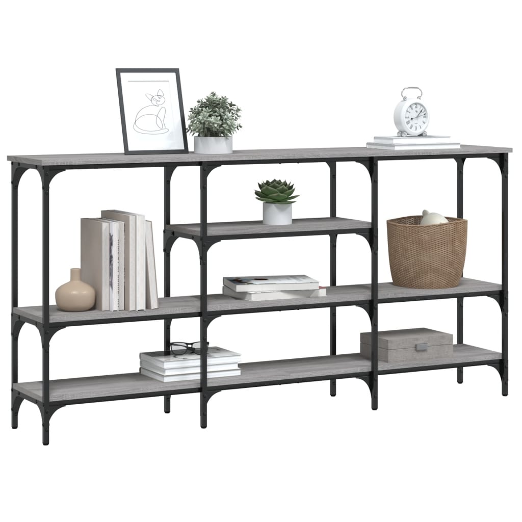 Mesa consola 160x29x80 cm derivados de madeira cinzento sonoma - Image 3