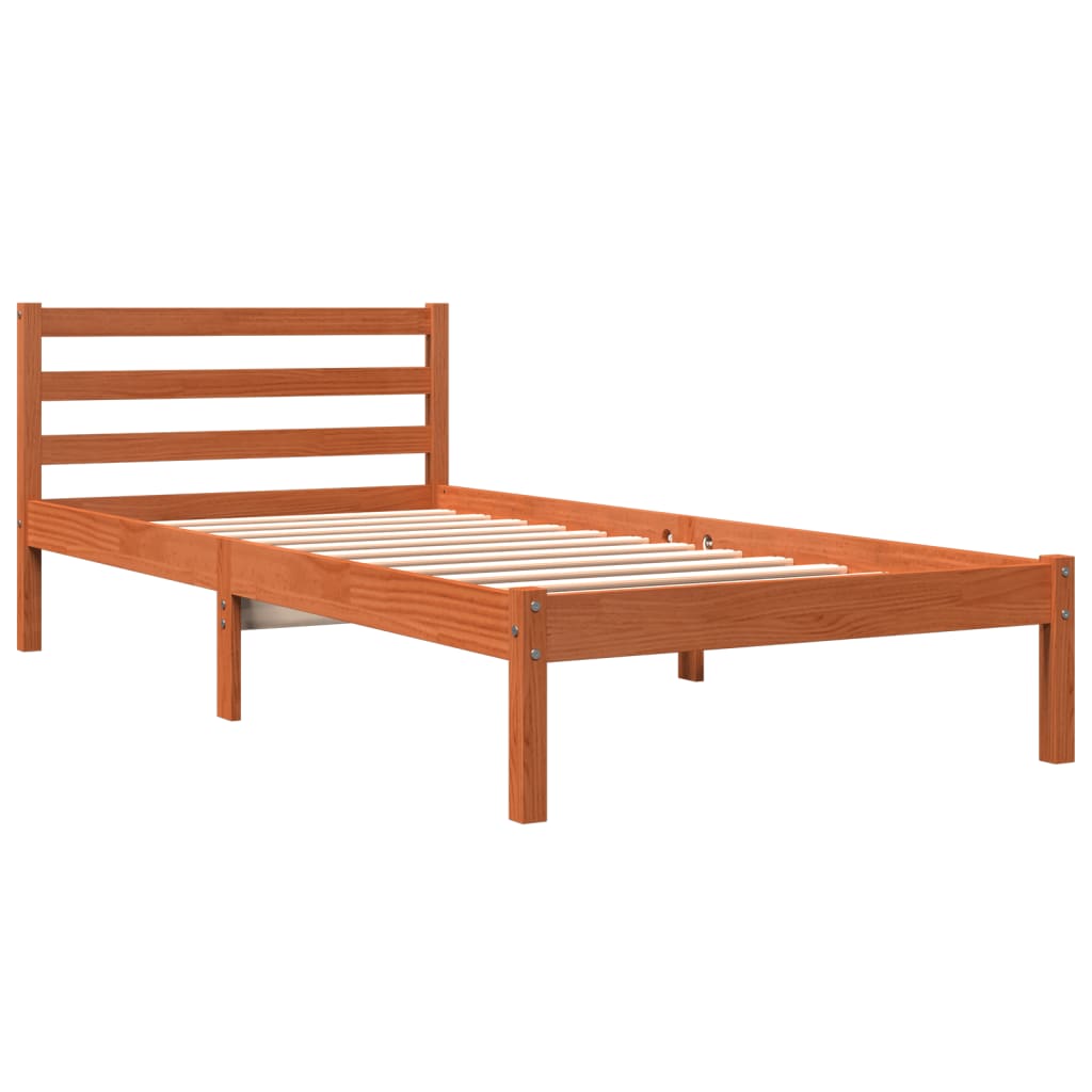 Cama sem colchão 90x200 cm pinho maciço castanho-mel - Image 2