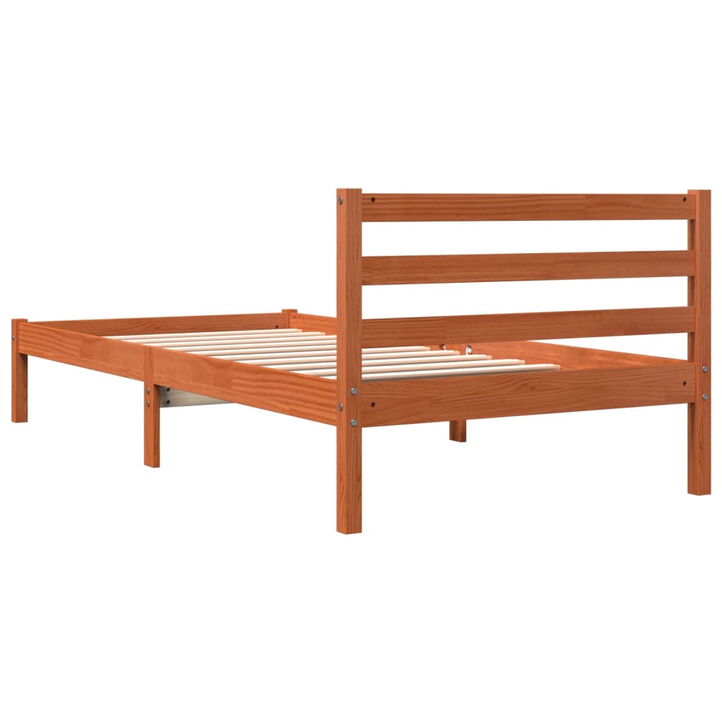 Cama sem colchão 90x200 cm pinho maciço castanho-mel - Image 5