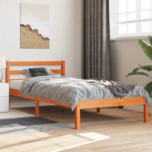 Cama sem colchão 90x200 cm pinho maciço castanho-mel