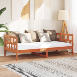 Sofá-cama sem colchão 90x190 cm pinho maciço castanho-mel
