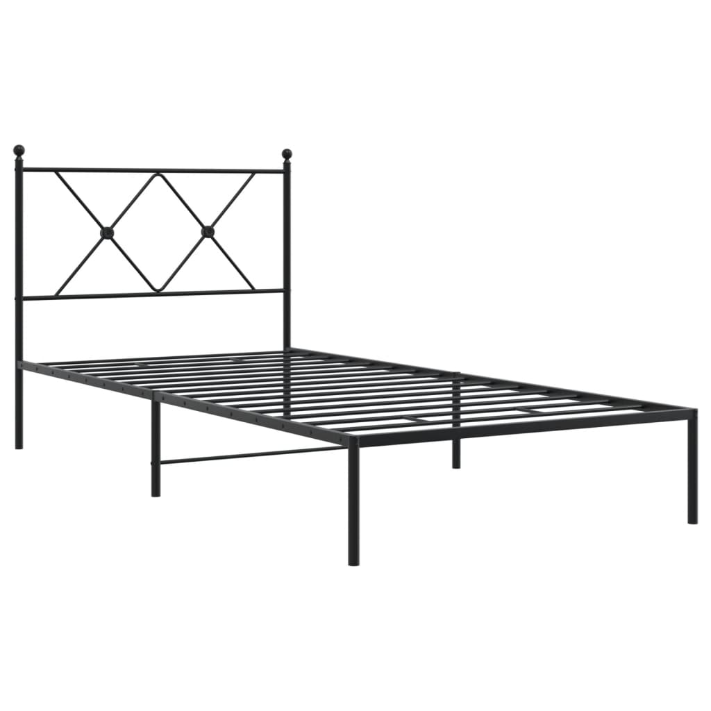 Estrutura de cama com cabeceira 90x200 cm metal preto - Image 2
