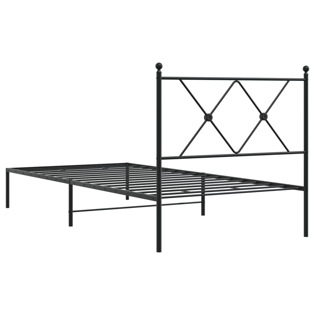 Estrutura de cama com cabeceira 90x200 cm metal preto - Image 5
