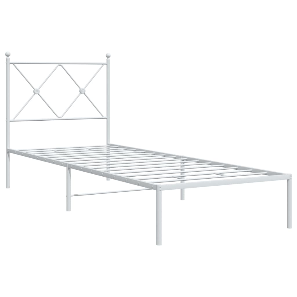 Estrutura de cama com cabeceira 80x200 cm metal branco - Image 2
