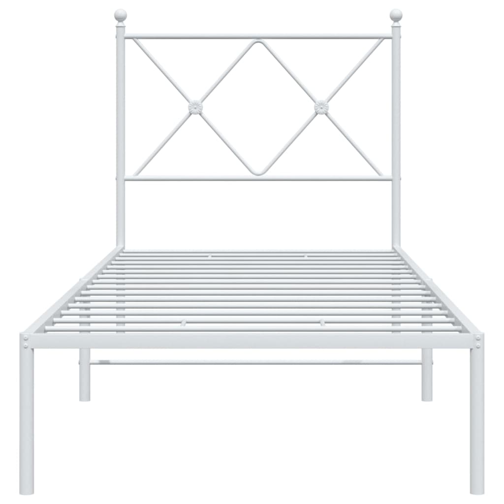 Estrutura de cama com cabeceira 80x200 cm metal branco - Image 3