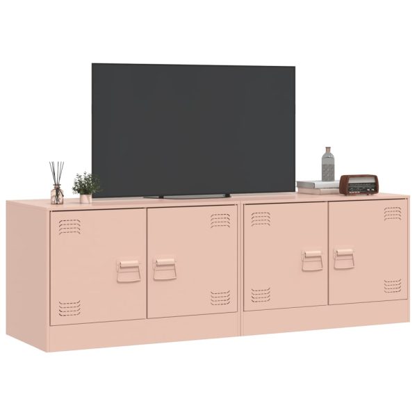 Móveis de TV 2 pcs 67x39x44 cm aço rosa - Image 3