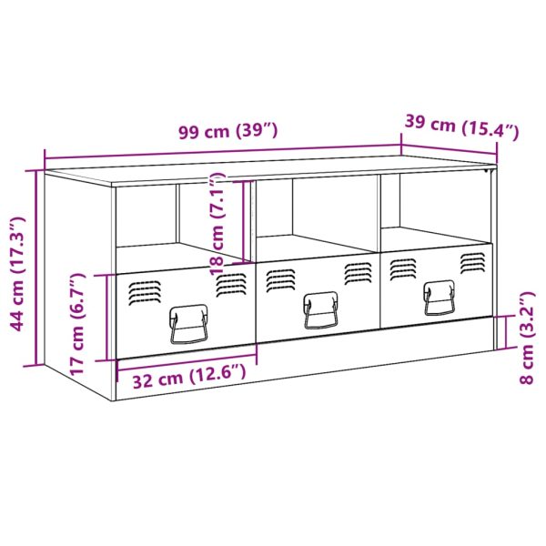 Móvel de TV 99x39x44 cm aço branco - Image 11