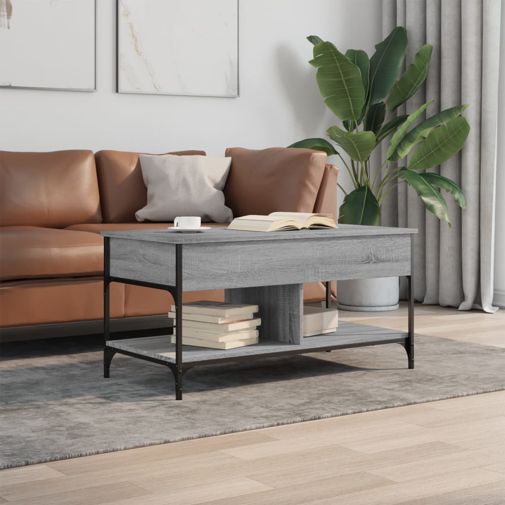 Mesa de centro 100x50x50cm deriv. madeira/metal cinzento sonoma - Image 2