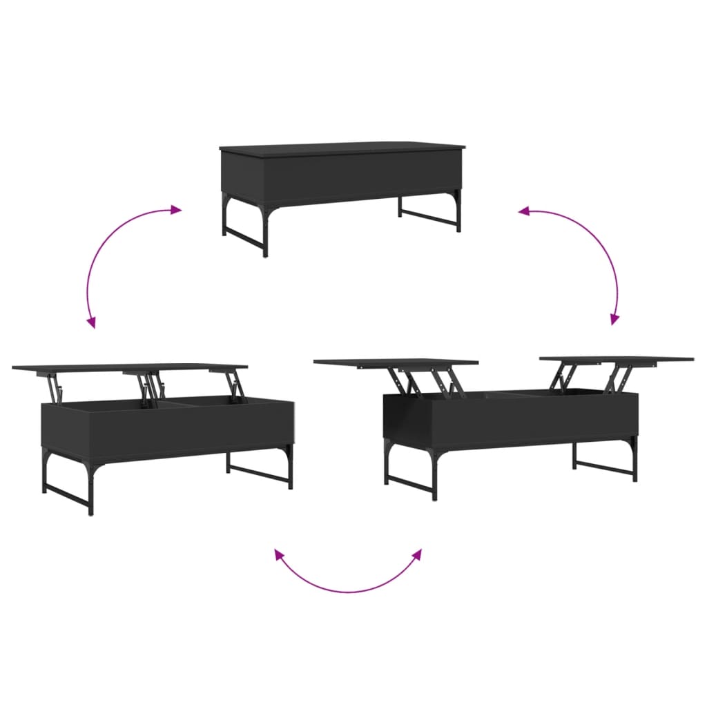 Mesa de centro 100x50x40 cm derivados de madeira/metal preto - Image 7