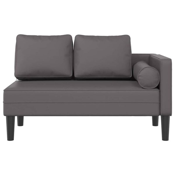 Chaise longue com almofadões couro artificial cinzento - Image 2