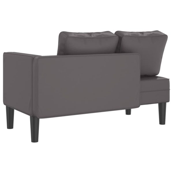 Chaise longue com almofadões couro artificial cinzento - Image 4