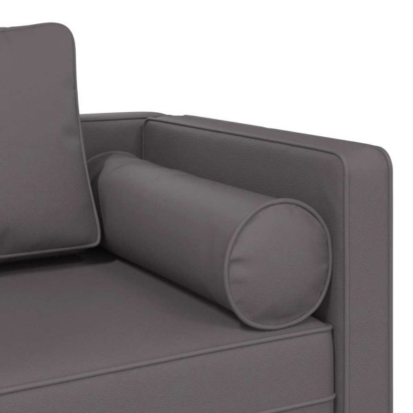 Chaise longue com almofadões couro artificial cinzento - Image 5
