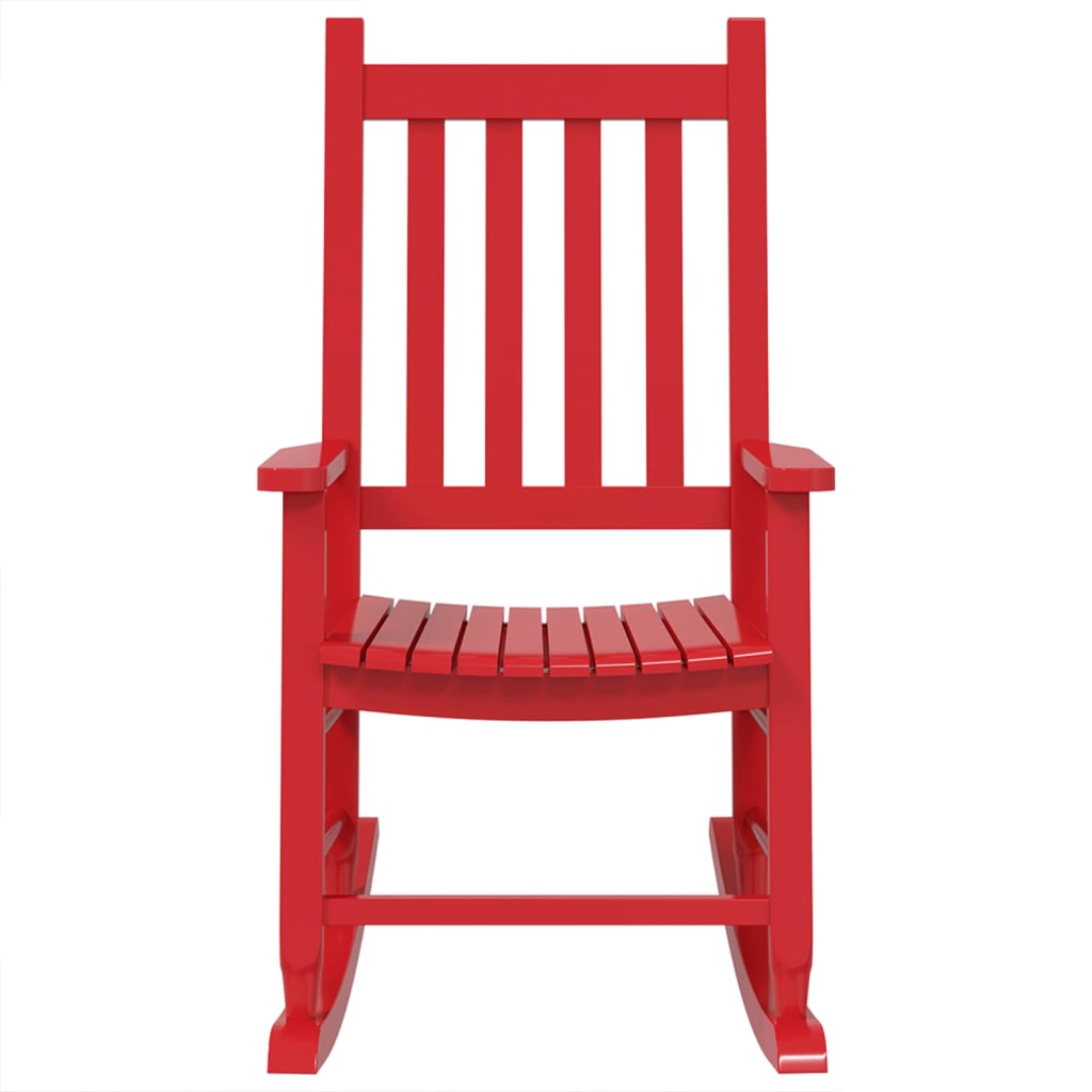Cadeira de baloiço infantil madeira de álamo maciça vermelho - Image 3