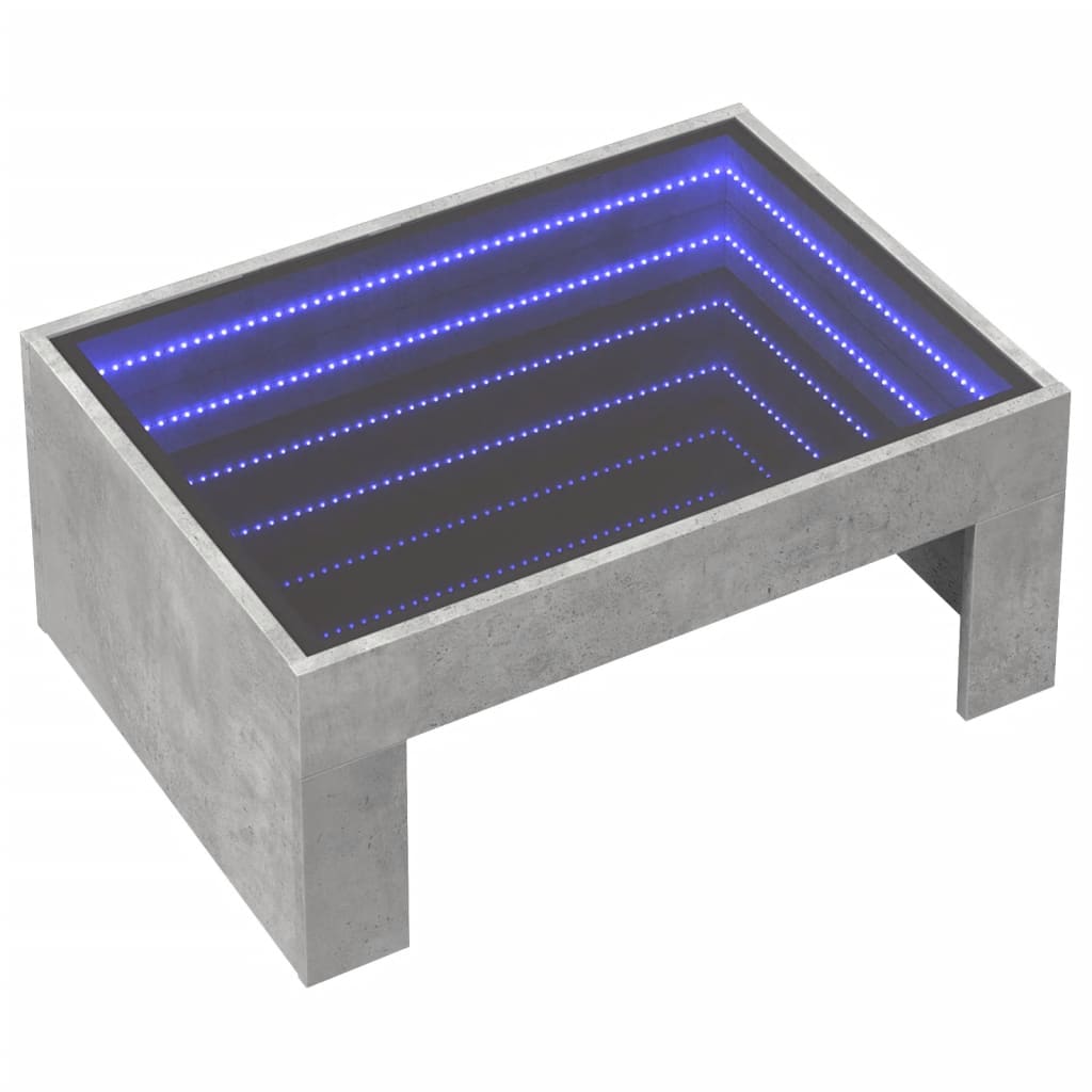 Mesa de centro luzes LED Infinity 70x50x30 cm cinzento cimento - Image 2