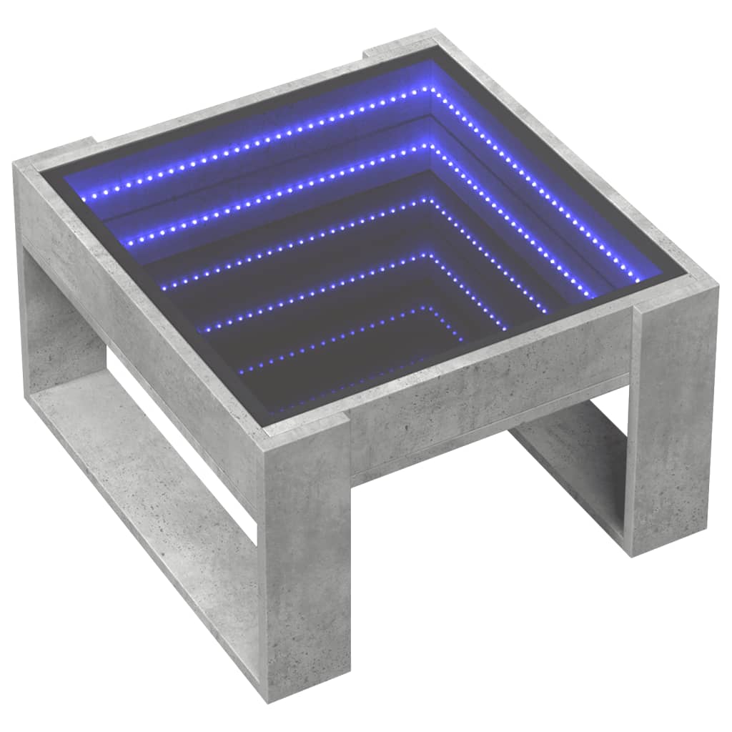 Mesa de centro luzes LED Infinity 50x53x30 cm cinzento cimento - Image 2