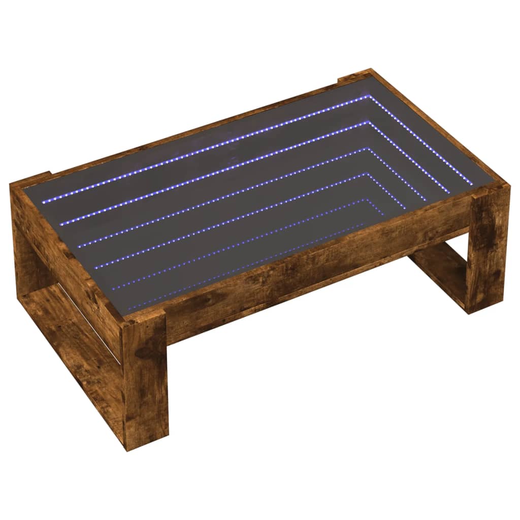 Mesa de centro luzes LED Infinity 90x53x30 cm carvalho fumado - Image 2