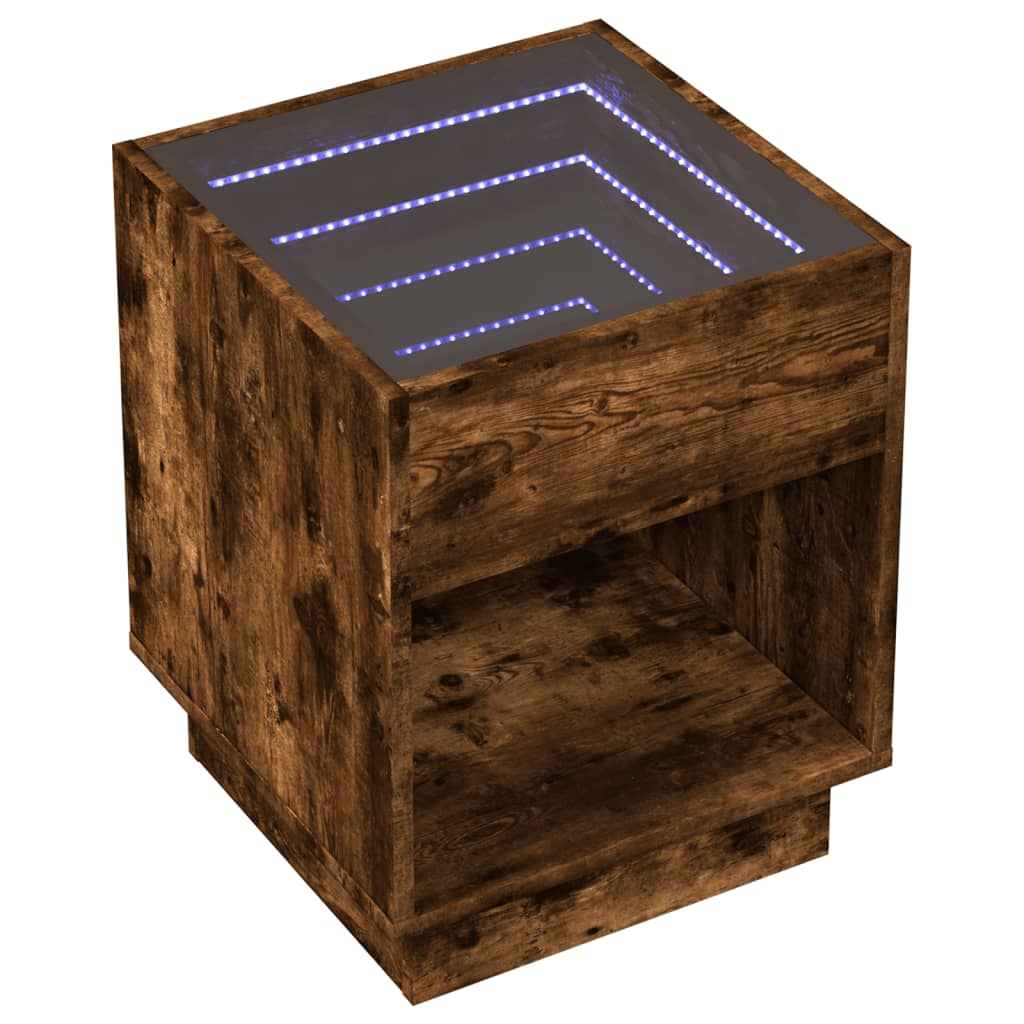 Mesa de centro luzes LED Infinity 40x40x50 cm carvalho fumado - Image 2