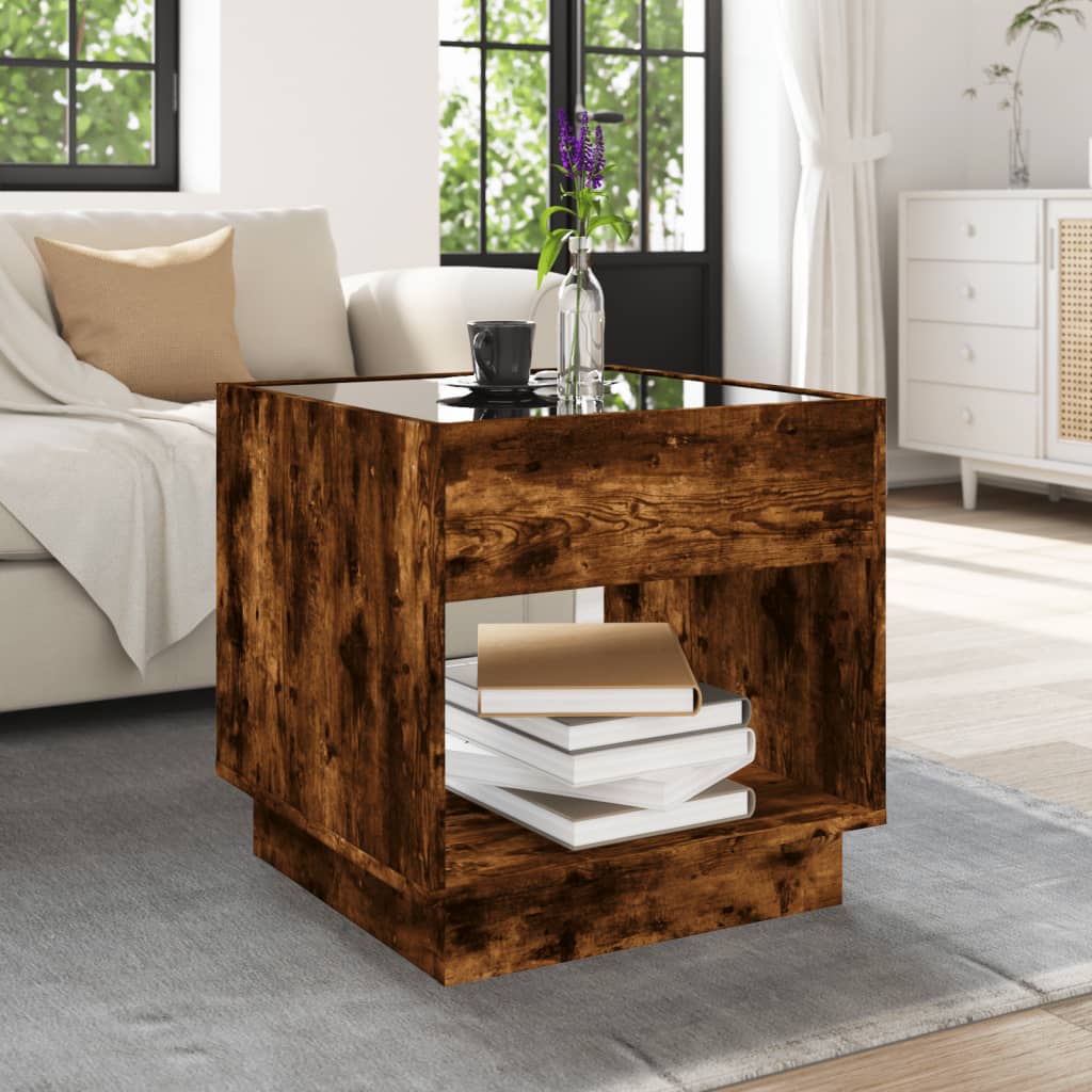 Mesa de centro luzes LED Infinity 50x50x50 cm carvalho fumado - Image 3