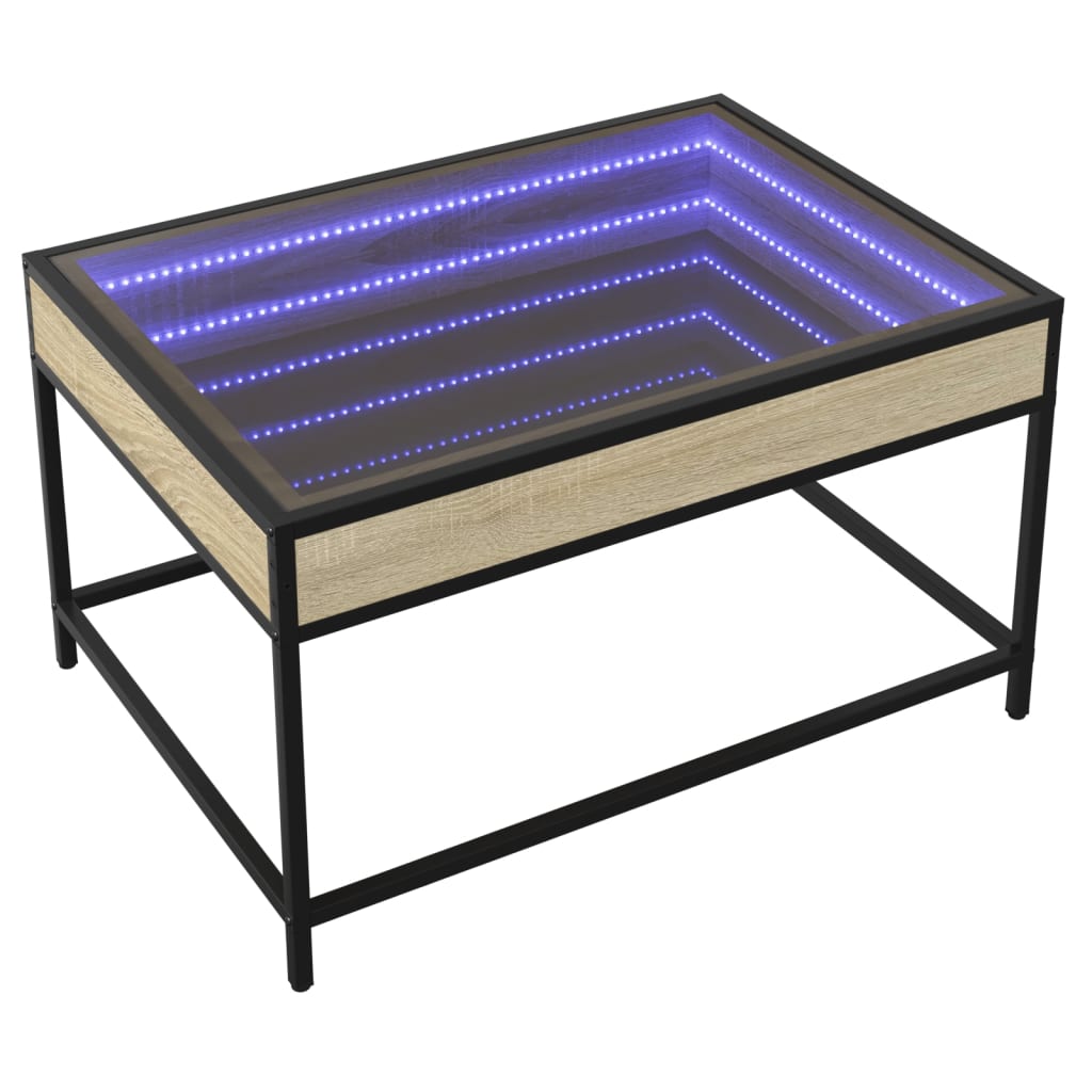 Mesa de centro luzes LED Infinity 70x50x41 cm carvalho sonoma - Image 2