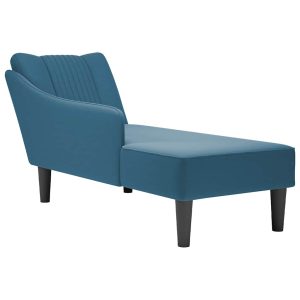 Chaise-longue com apoio de braço direito veludo azul