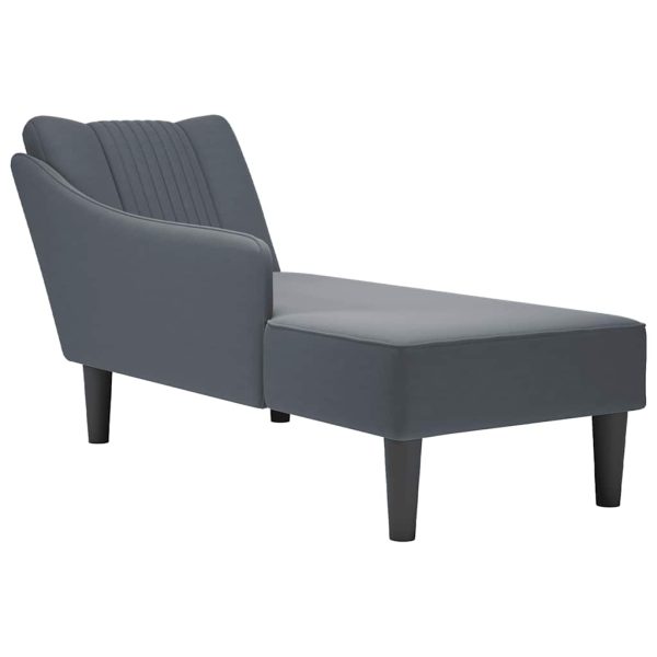 Chaise Lounge com apoio de braço direito veludo cinzento escuro