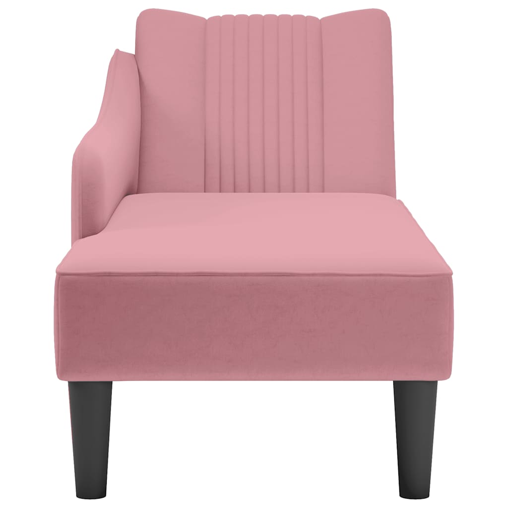 Chaise-longue com apoio de braço direito veludo rosa - Image 4