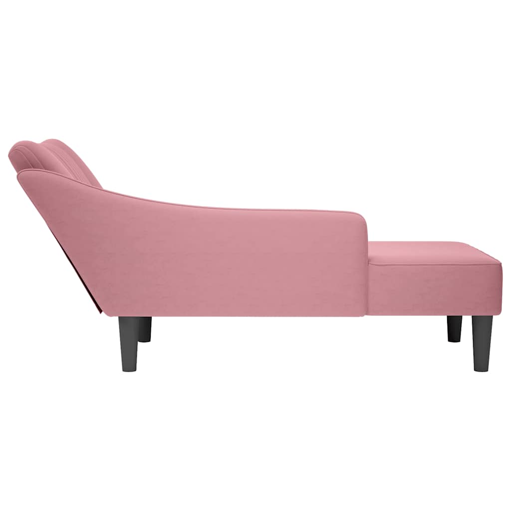 Chaise-longue com apoio de braço direito veludo rosa - Image 5