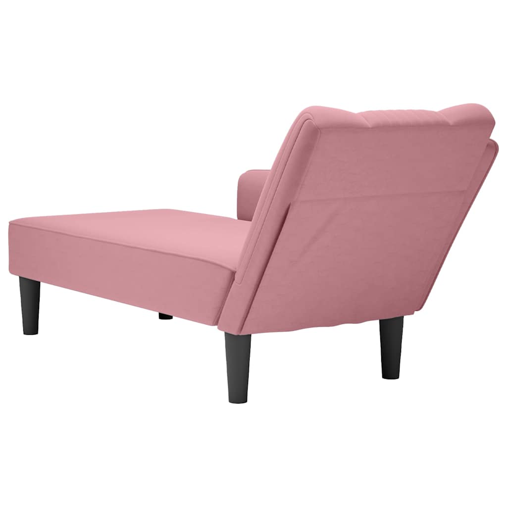 Chaise-longue com apoio de braço direito veludo rosa - Image 6