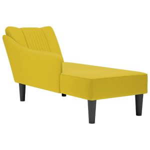 Chaise-longue com apoio de braço direito veludo amarelo