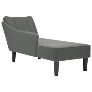 Chaise lounge com apoio de braço direito em tecido cinza escuro
