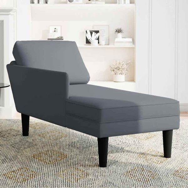 Chaise lounge c/ almofada/apoio de braços direito veludo - Image 3