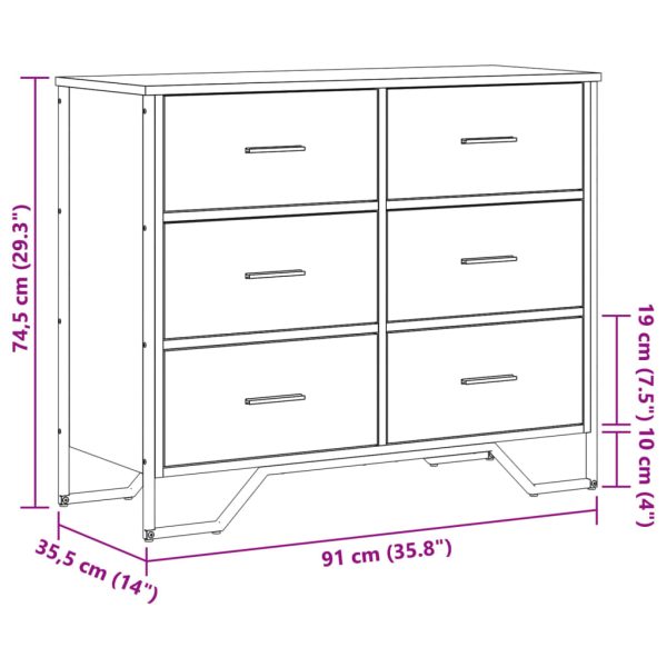 Cómoda 91x35,5x74,5 cm derivados de madeira cinzento sonoma - Image 9