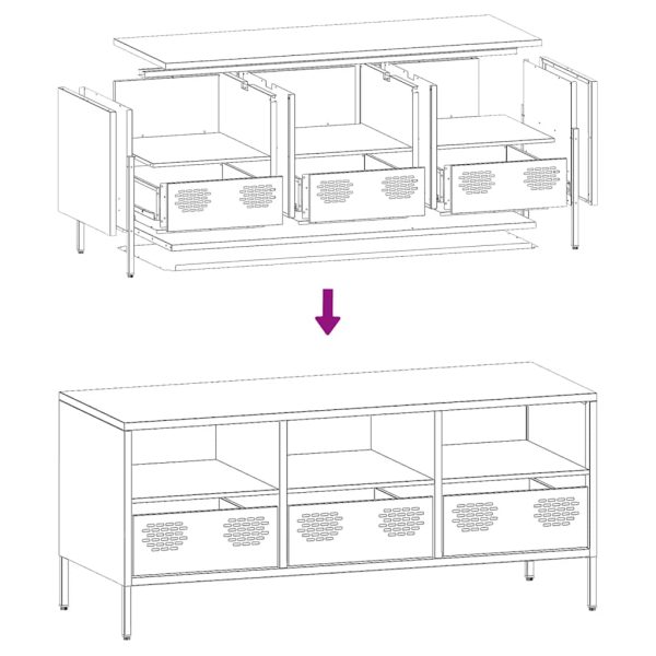 Móvel de TV 101,5x39x43,5 cm aço laminado a frio branco - Image 9