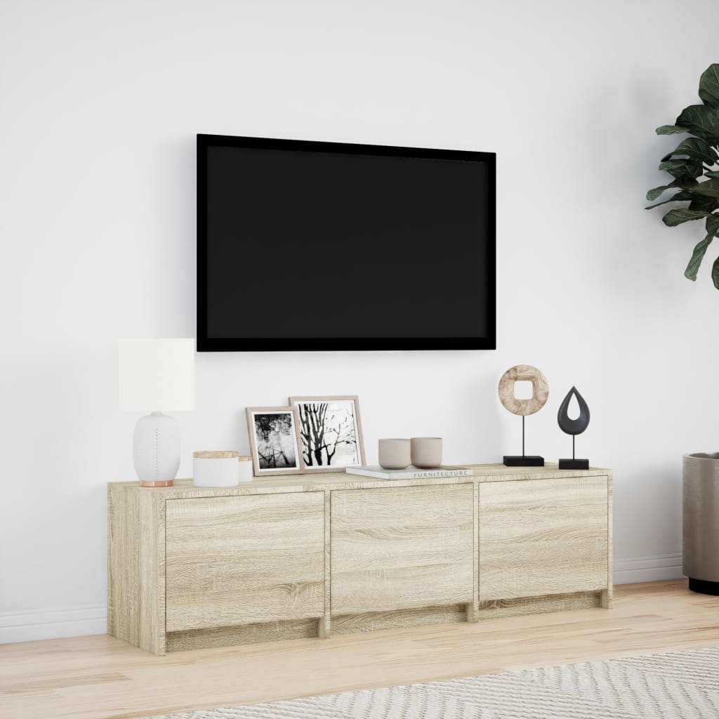 Móvel de TV com luzes LED derivados de madeira carvalho sonoma - Image 3