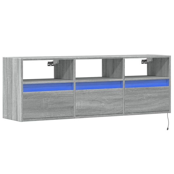 Móvel de parede p/ TV c/ luzes LED 130x31x45 cm cinzento sonoma - Image 2