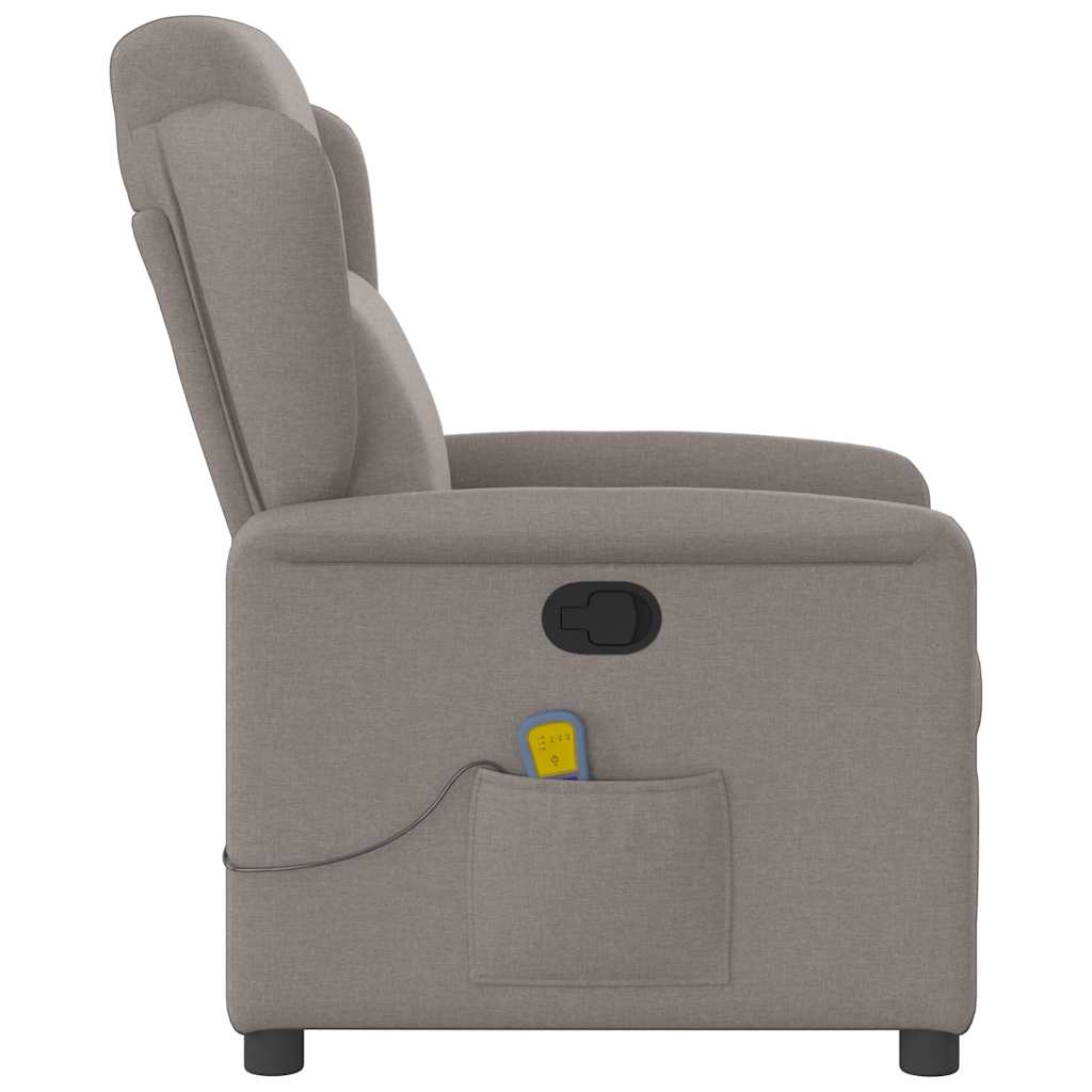 Poltrona de massagens reclinável tecido cinzento-acastanhado - Image 4