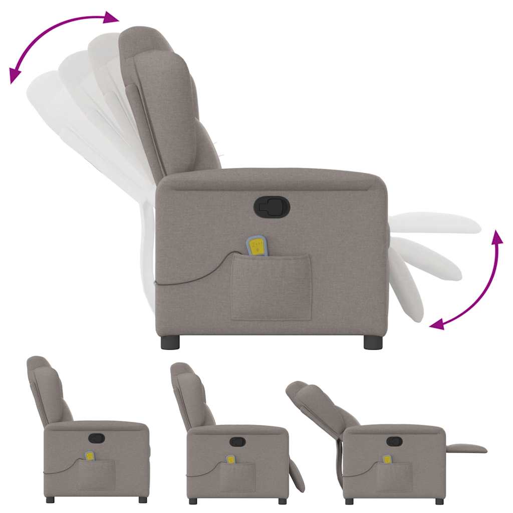 Poltrona de massagens reclinável tecido cinzento-acastanhado - Image 6