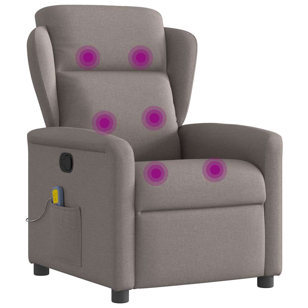 Poltrona de massagens reclinável tecido cinzento-acastanhado - Image 7