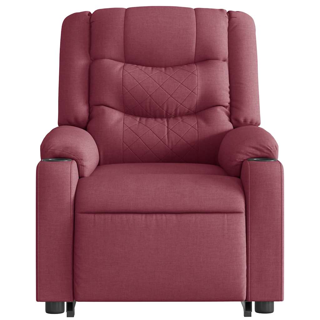 Poltrona elevatória de massagens elétrica tecido vermelho tinto - Image 5