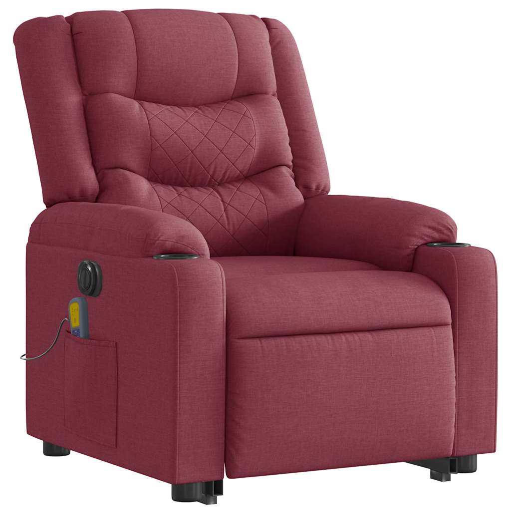 Poltrona elevatória de massagens elétrica tecido vermelho tinto - Image 6