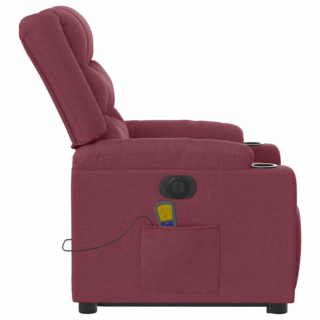Poltrona elevatória de massagens elétrica tecido vermelho tinto - Image 7