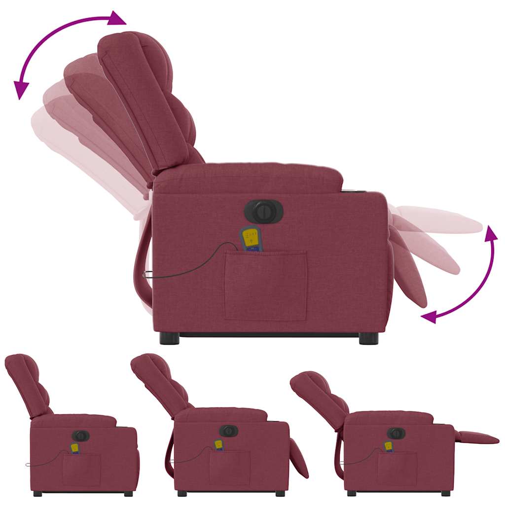 Poltrona elevatória de massagens elétrica tecido vermelho tinto - Image 9